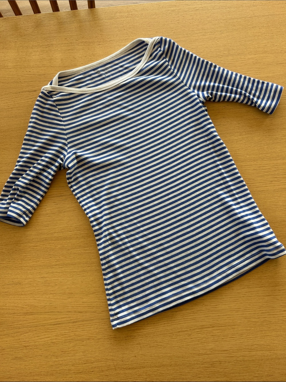 Ag Adriano Goldschmied Blue & White Striped Boatneck Tee
